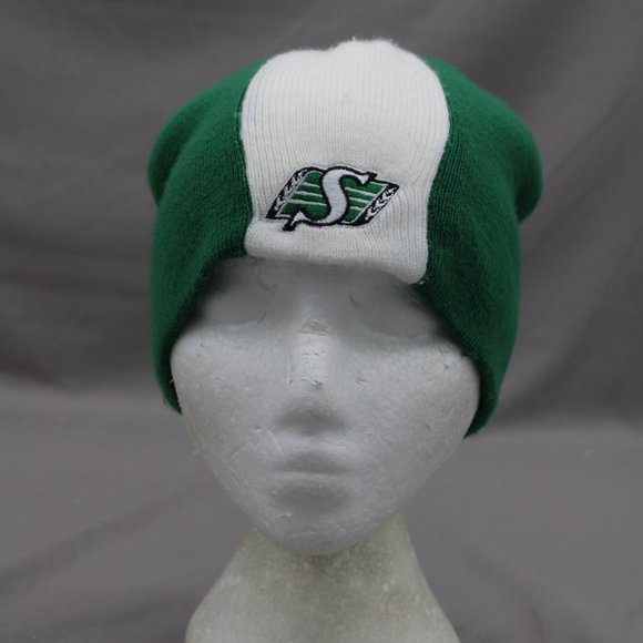 Saskatchewan Roughriders Beanie - 3 Striper with Logo - Adult Stretch Fit - Picture 3 of 8